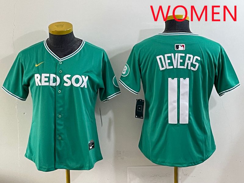 Women 2025 Boston Red Sox #11 Devers Dark Green Joint Name Nike MLB Jersey style 1->youth mlb jersey->Youth Jersey